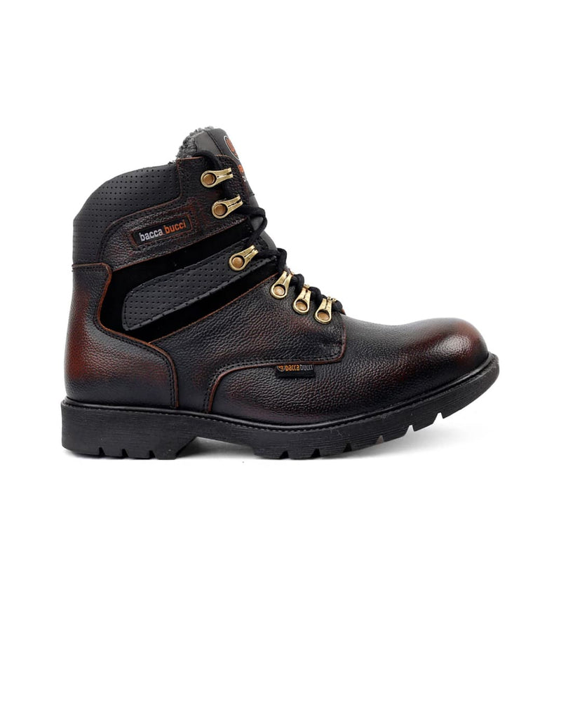 Bacca Bucci 6 Inches Steel Toe Cap Genuine Leather Boots with Fur