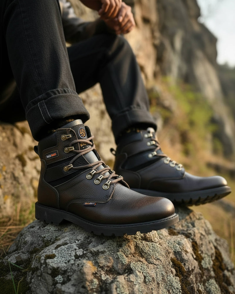Bacca Bucci 6 Inches Steel Toe Cap Genuine Leather Boots with Fur