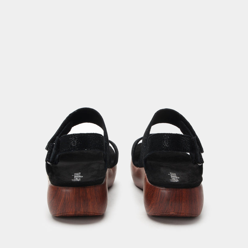 Bailee Crackle Black Sandal | Alegria Shoes