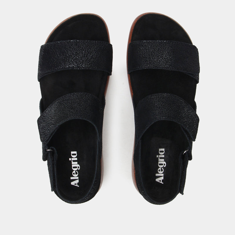 Bailee Crackle Black Sandal | Alegria Shoes