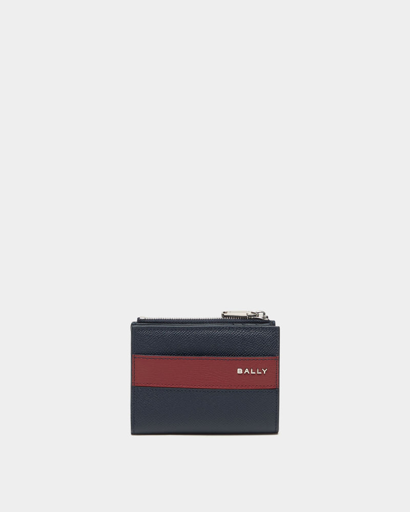 Bally Essential Bifold Wallet in Navy Blue Grained Leather