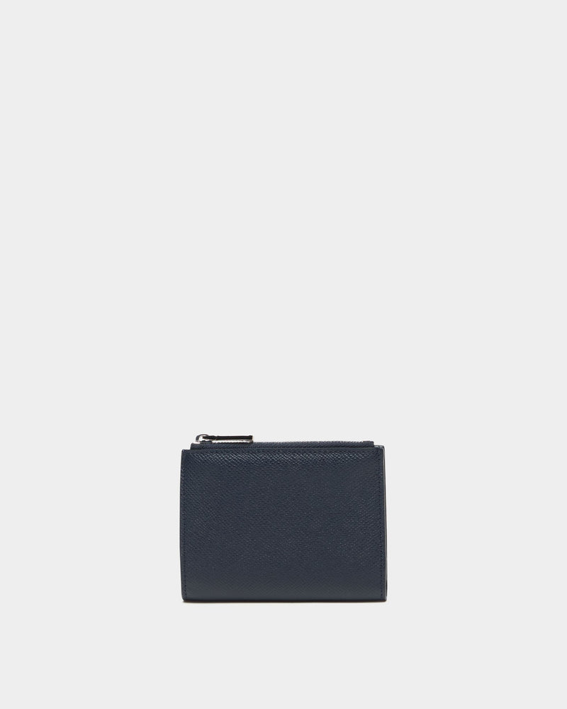 Bally Essential Bifold Wallet in Navy Blue Grained Leather