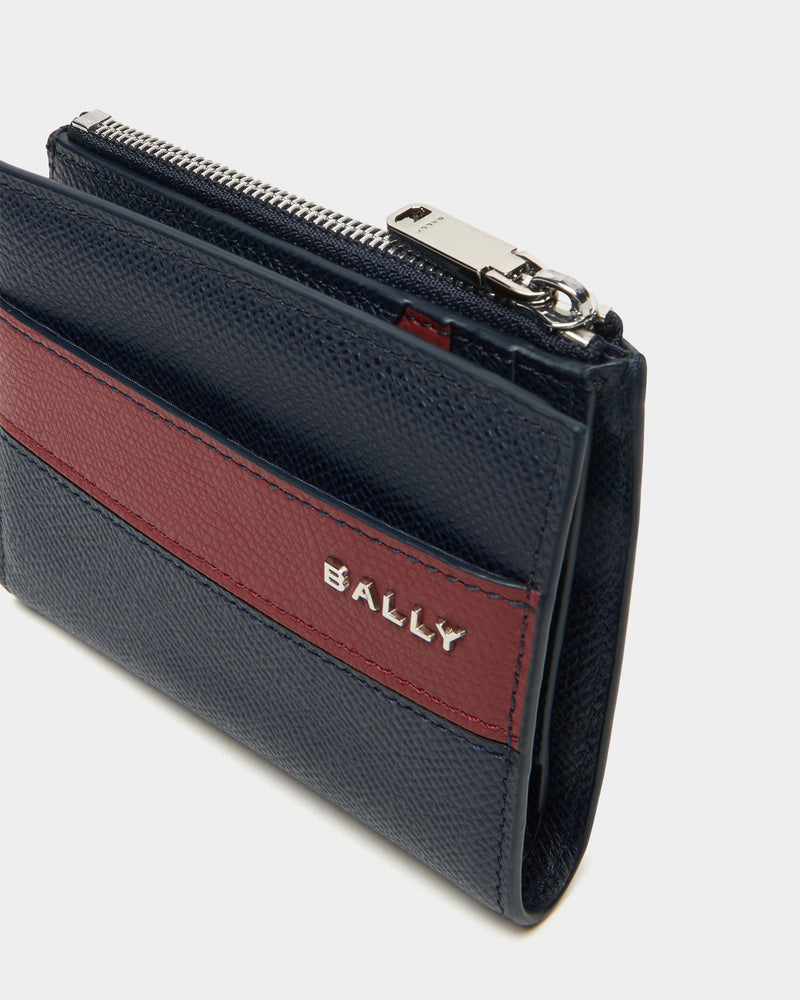 Bally Essential Bifold Wallet in Navy Blue Grained Leather