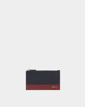 Bally Essential Card Holder in Navy Blue Grained Leather