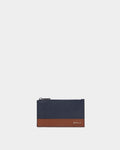 Bally Essential Card Holder in Navy Blue Grained Leather