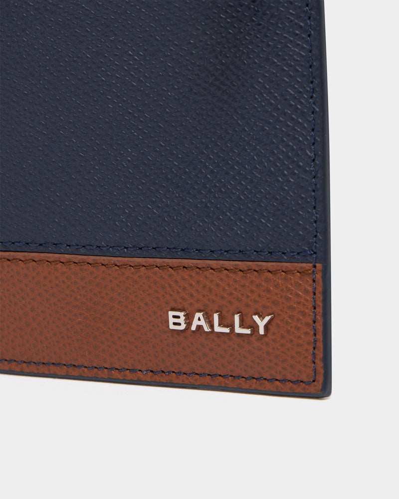 Bally Essential Card Holder in Navy Blue Grained Leather