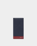 Bally Essential Continental Wallet in Navy Blue Grained Leather