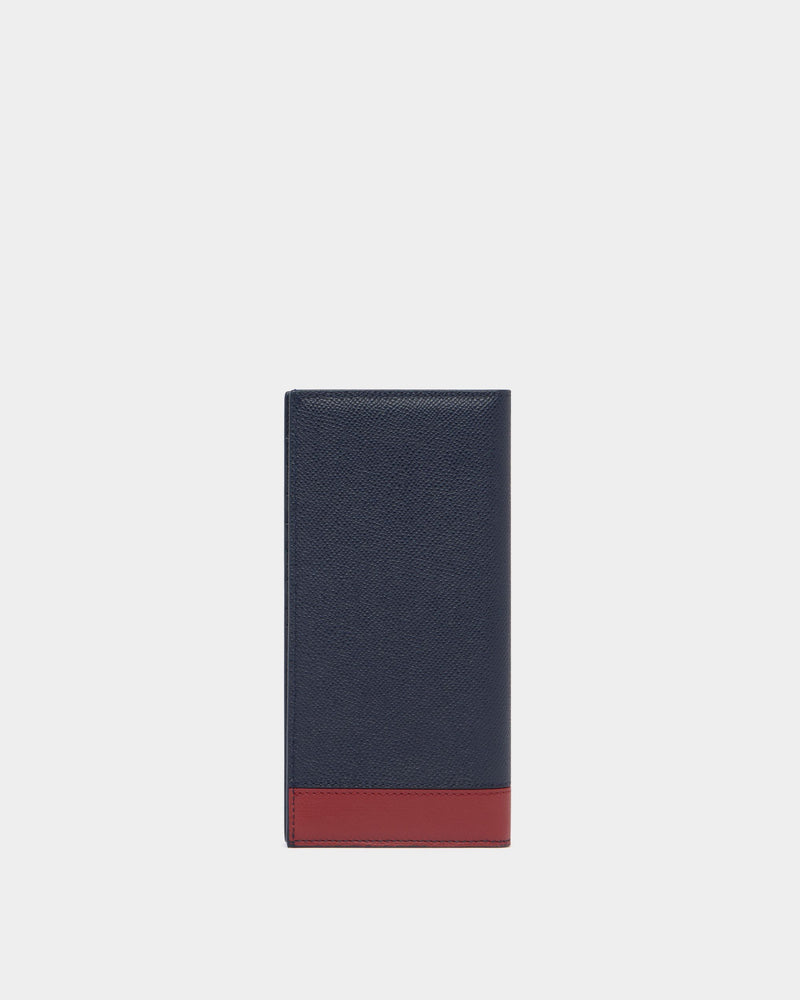 Bally Essential Continental Wallet in Navy Blue Grained Leather