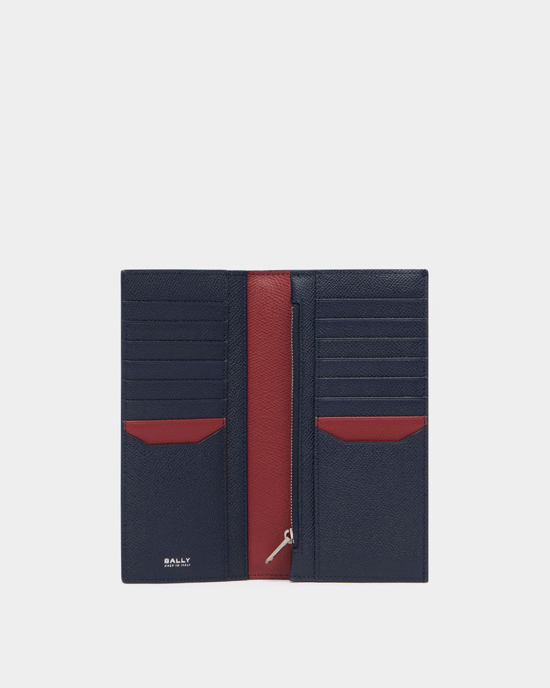 Bally Essential Continental Wallet in Navy Blue Grained Leather