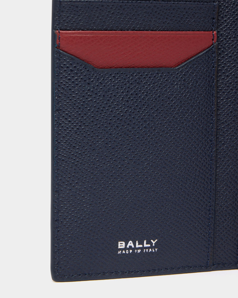 Bally Essential Continental Wallet in Navy Blue Grained Leather