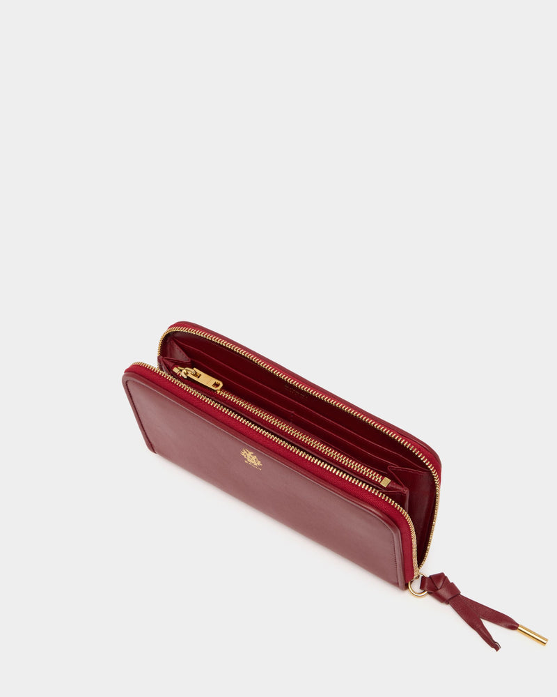 Bally Essential Long Wallet in Ruby Red Leather