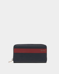 Bally Essential Zip Around Wallet in Navy Blue Grained Leather