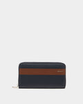 Bally Essential Zip Around Wallet in Navy Blue Grained Leather