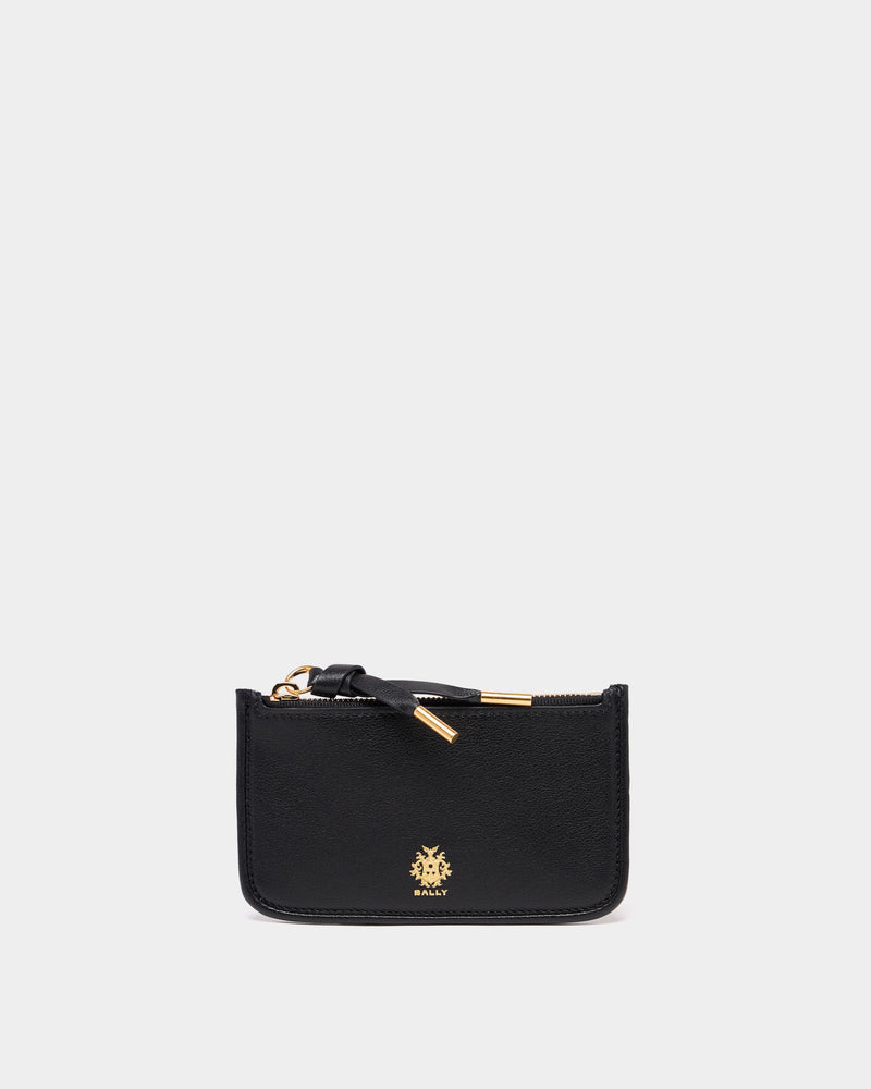 Bally Essential Zipped Card Holder in Black Leather