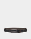 Bally Iconic Buckle Adjustable And Reversible Belt in Black and Ebano Leather