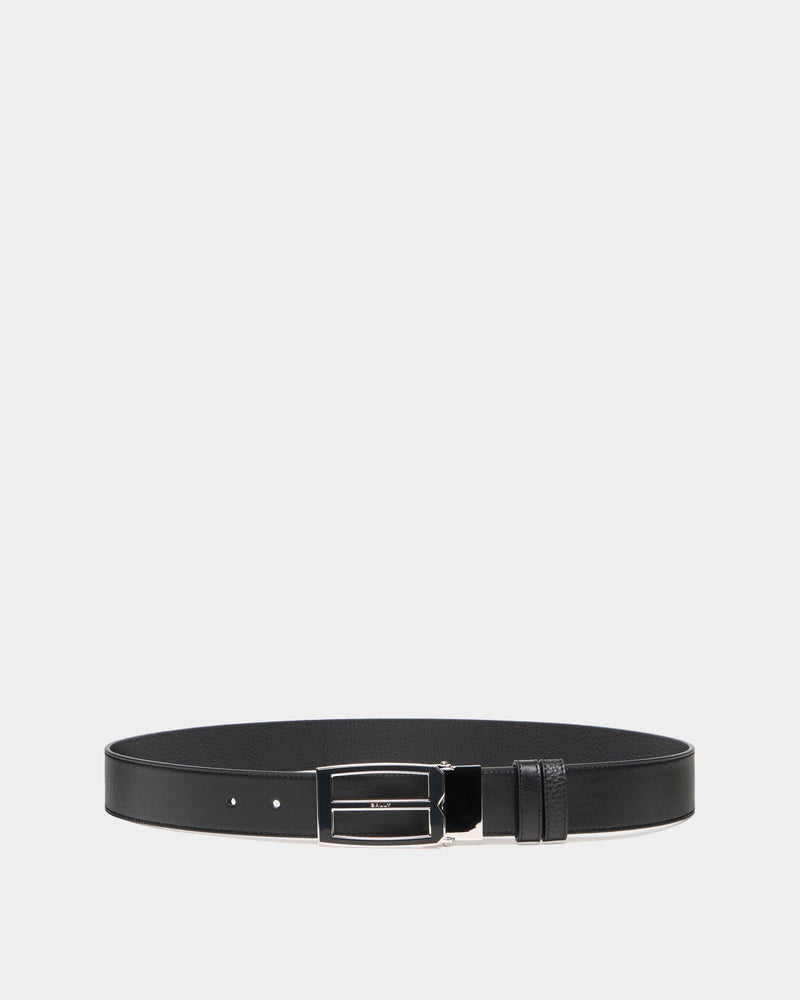 Bally Iconic Buckle Adjustable And Reversible Belt in Black Leather