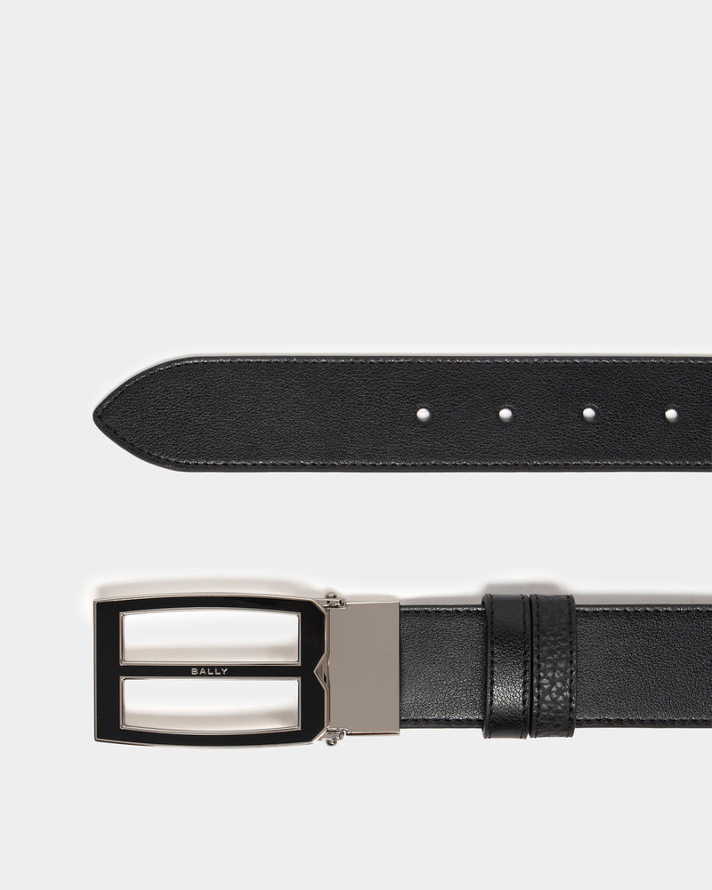 Bally Iconic Buckle Adjustable And Reversible Belt in Black Leather