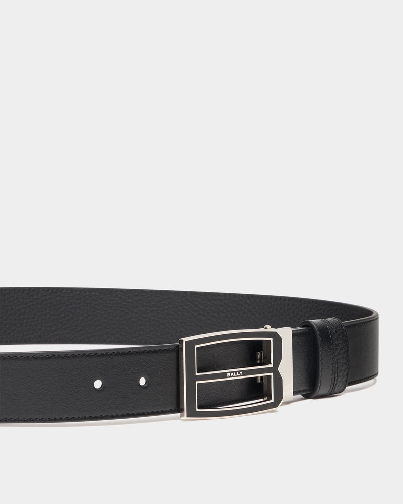 Bally Iconic Buckle Adjustable And Reversible Belt in Black Leather
