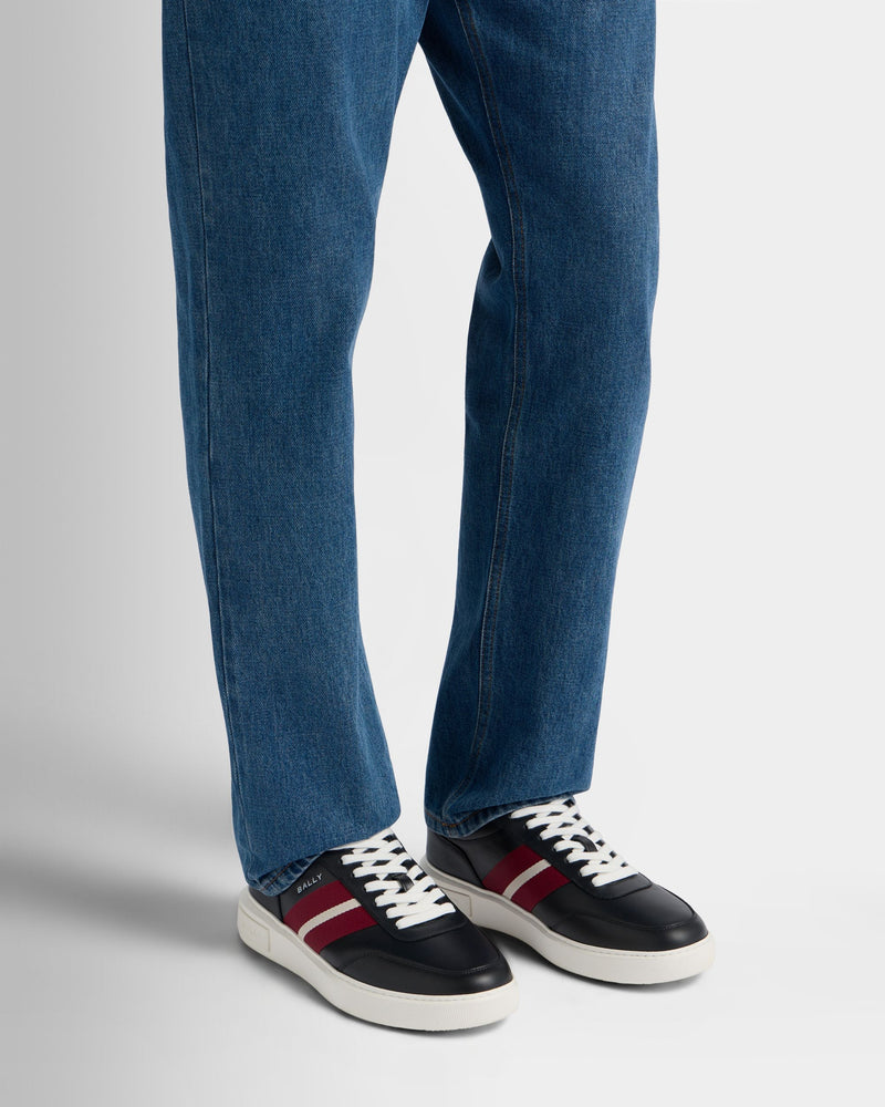 Bally Lift Sneaker in Black and Red Leather