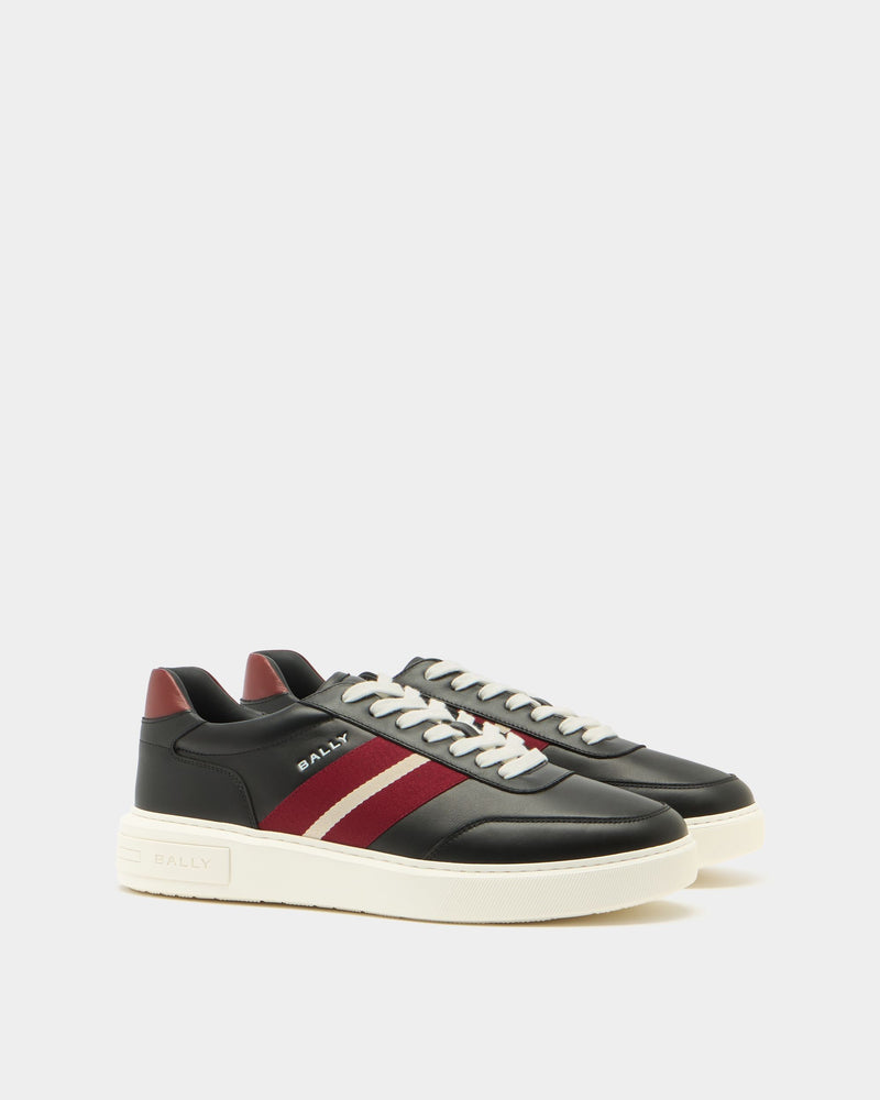 Bally Lift Sneaker in Black and Red Leather