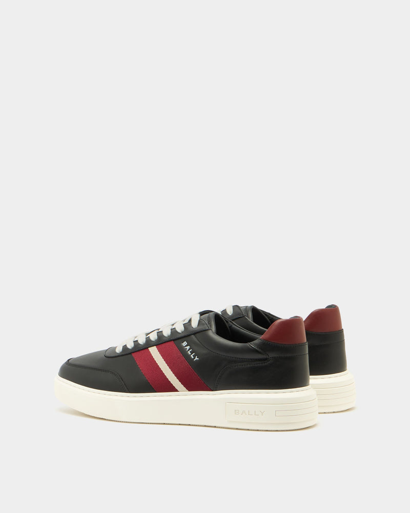 Bally Lift Sneaker in Black and Red Leather