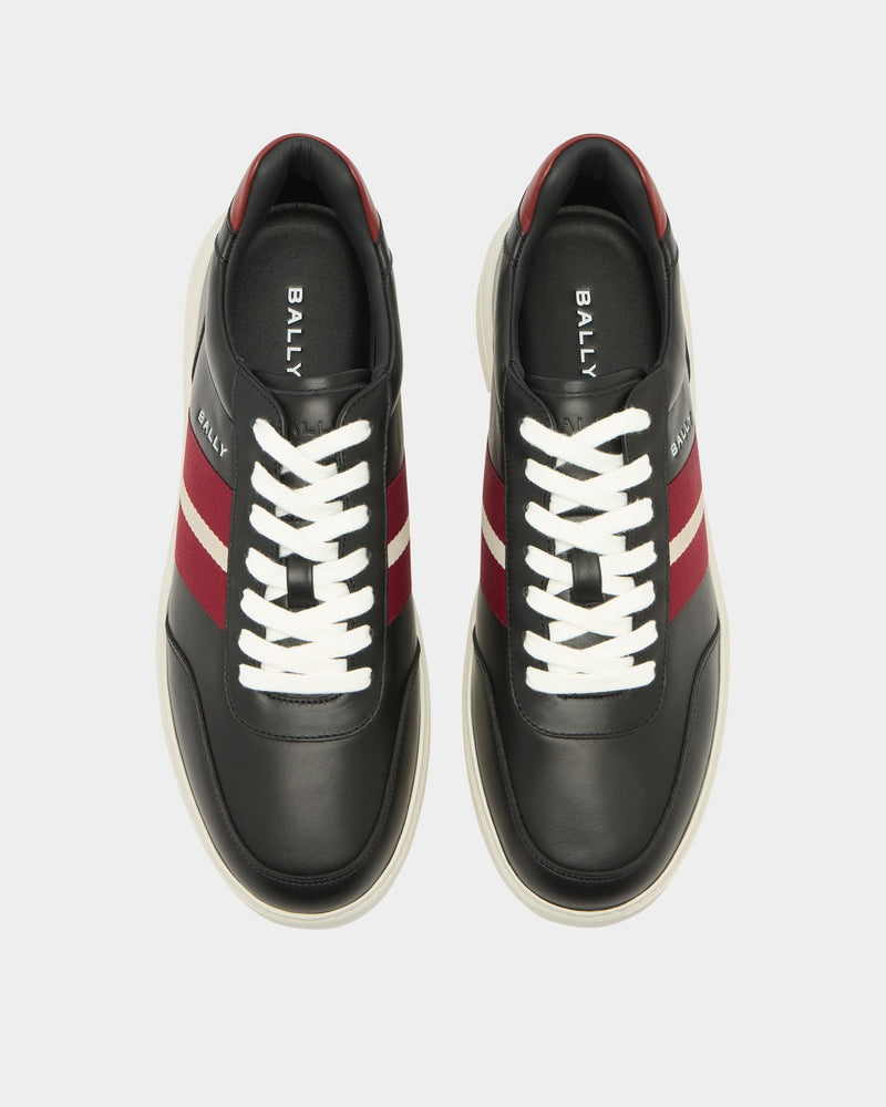 Bally Lift Sneaker in Black and Red Leather