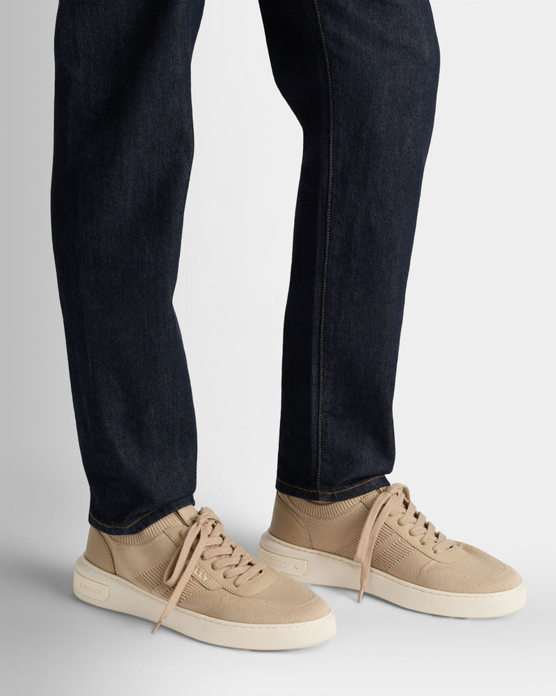 Bally Lift Sneaker in Light Beige Fabric