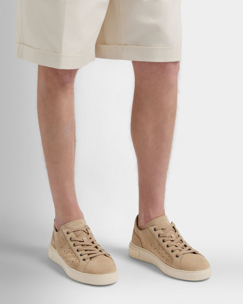Bally Lift Sneaker in Light Beige Suede