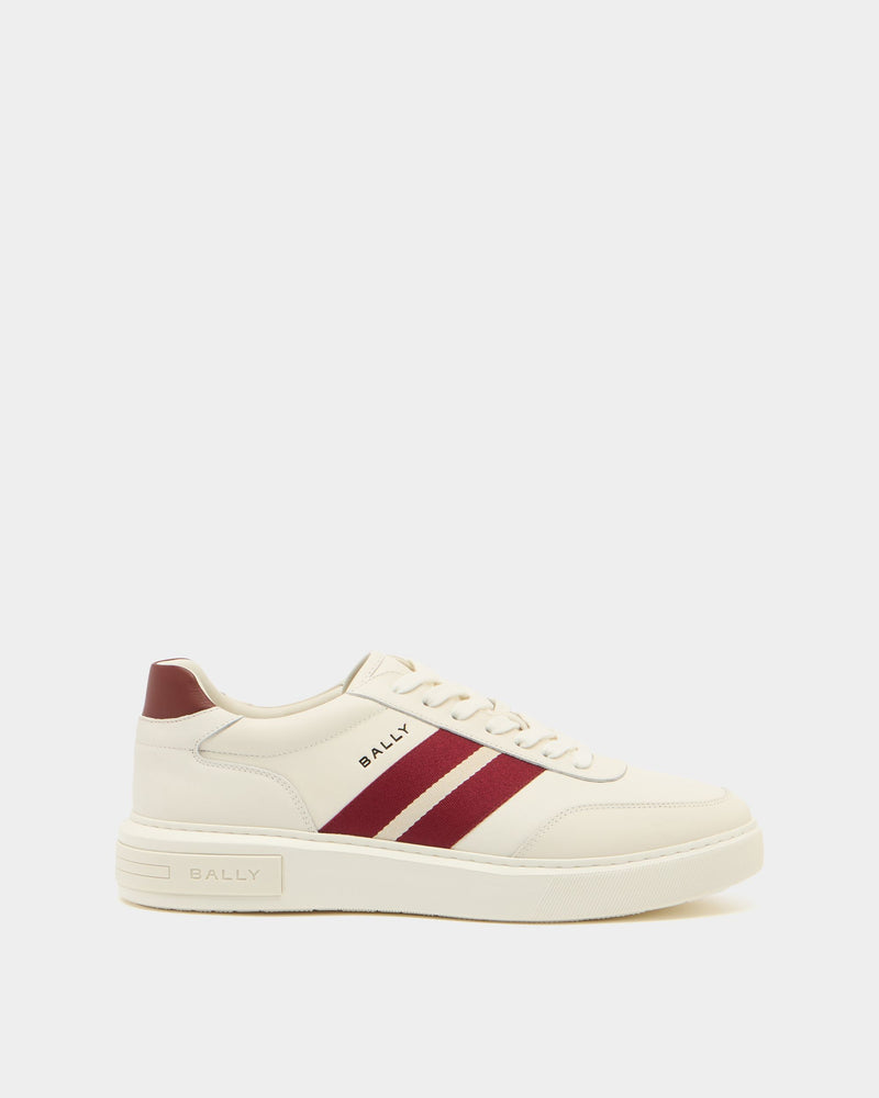 Bally Lift Sneaker in White and Red Leather