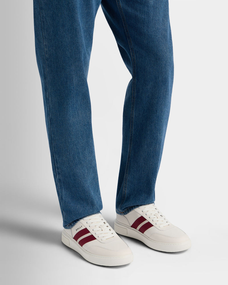 Bally Lift Sneaker in White and Red Leather