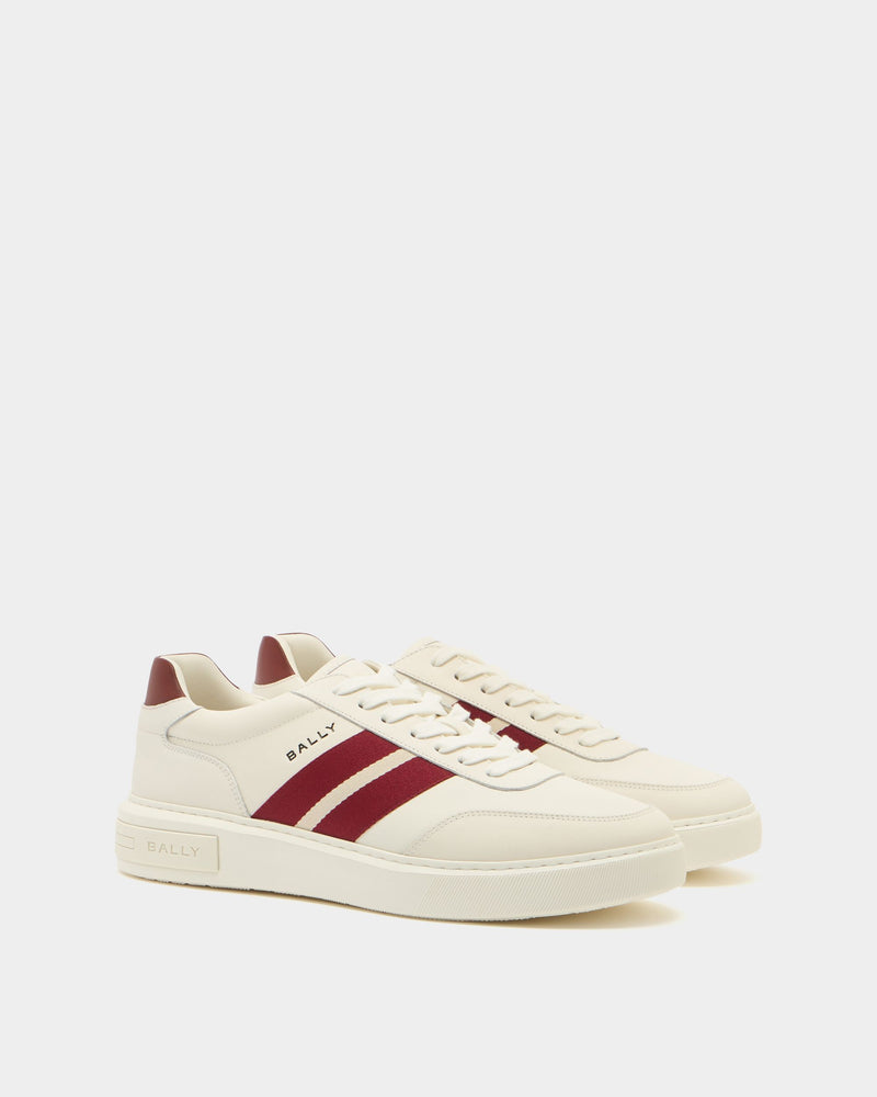 Bally Lift Sneaker in White and Red Leather