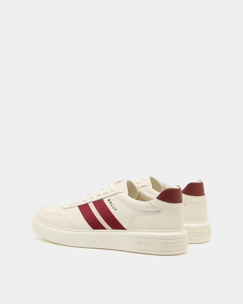 Bally Lift Sneaker in White and Red Leather