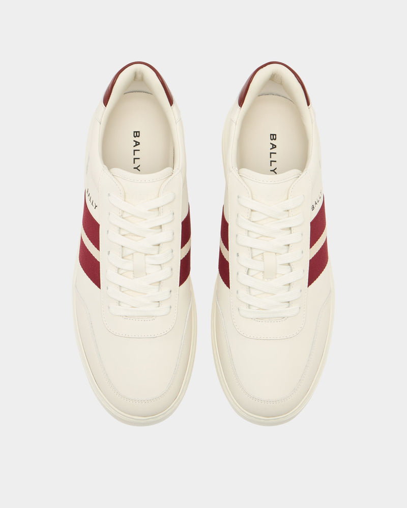 Bally Lift Sneaker in White and Red Leather