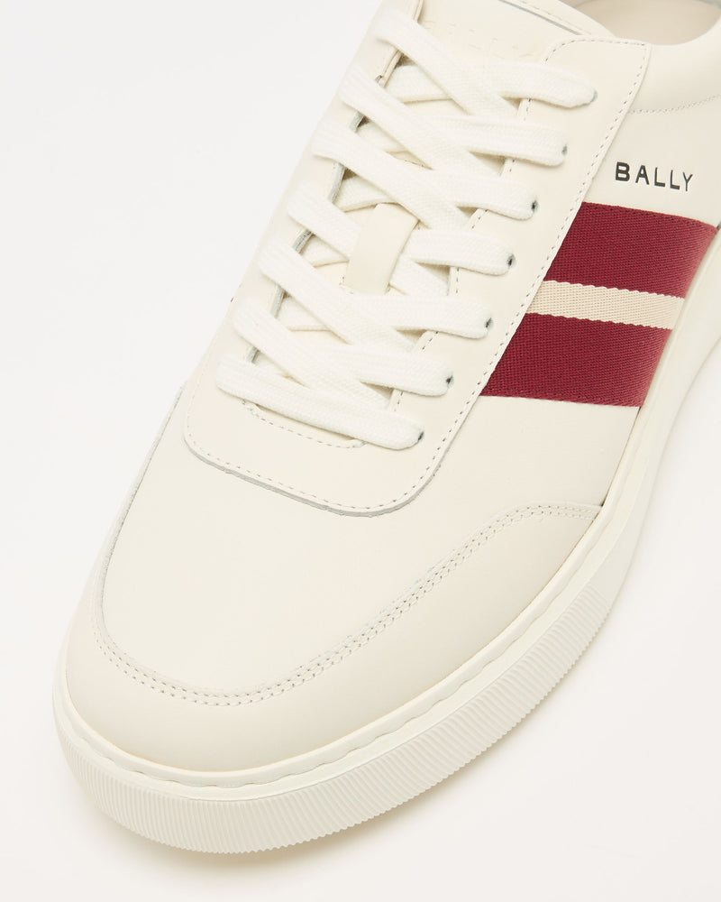 Bally Lift Sneaker in White and Red Leather