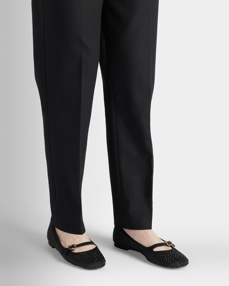 Ballyrina Mary-Jane Flat in Black Fabric
