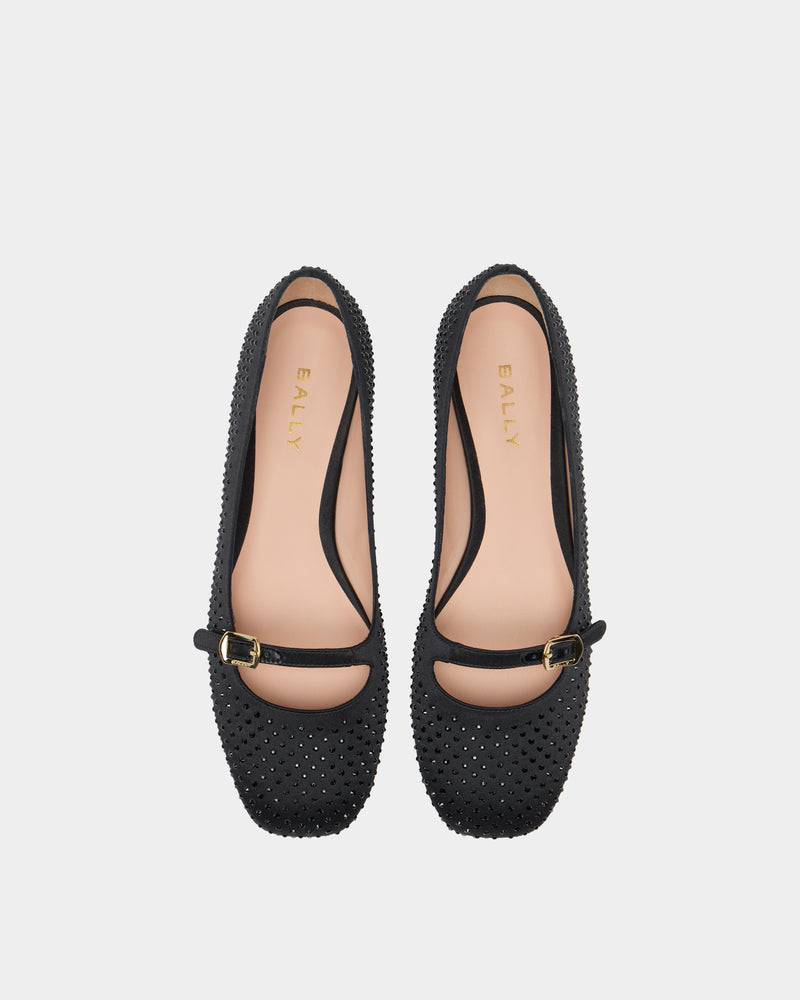 Ballyrina Mary-Jane Flat in Black Fabric