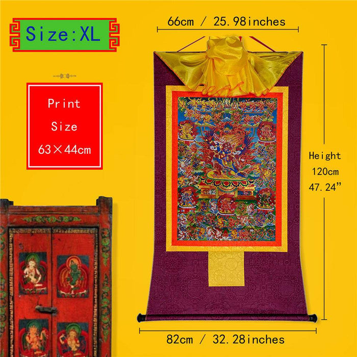 Bardo Thodol-58 Wrathful Deities - Tibetan thangka painting, close-up detail