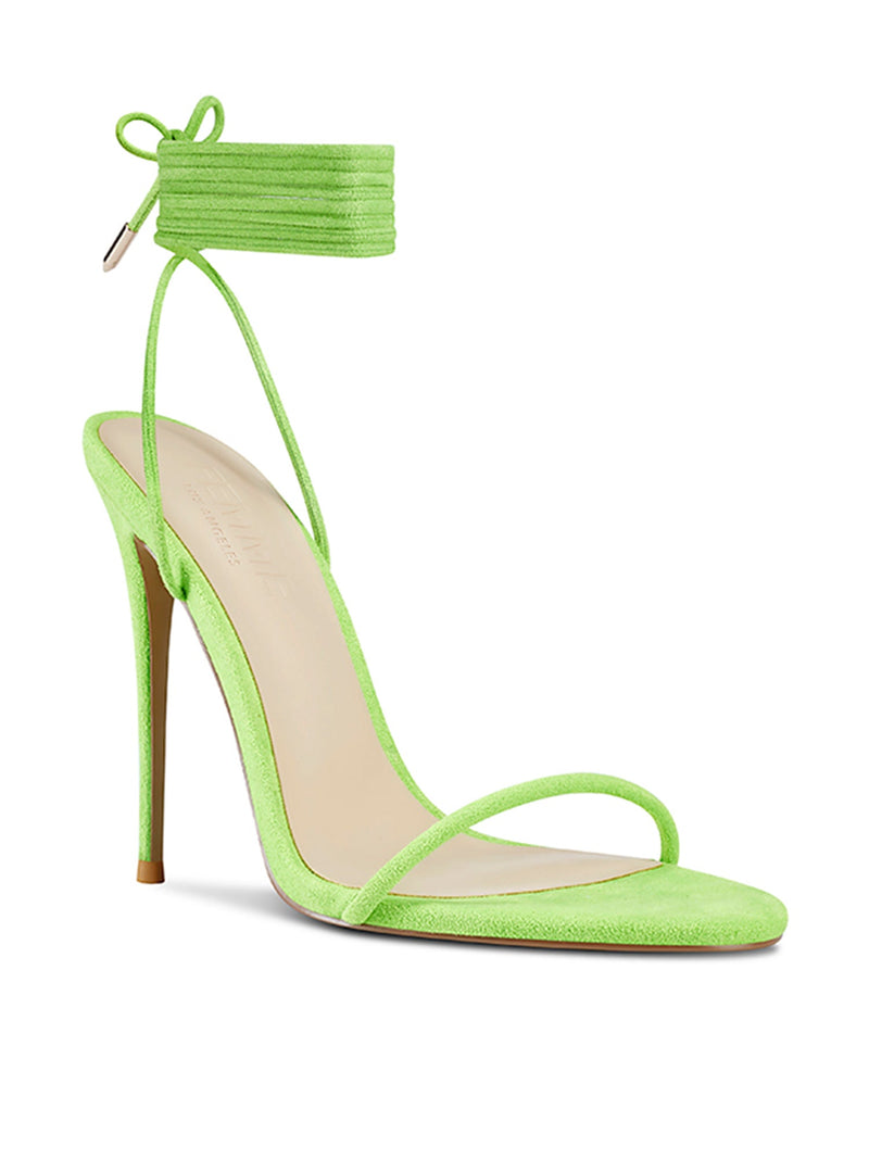 Barely There Lace Up Heel - Lime - FEMME LA