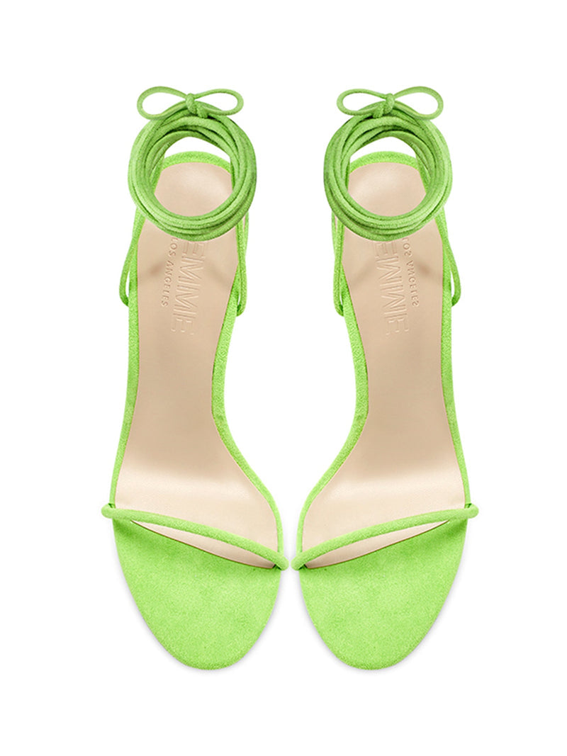 Barely There Lace Up Heel - Lime - FEMME LA