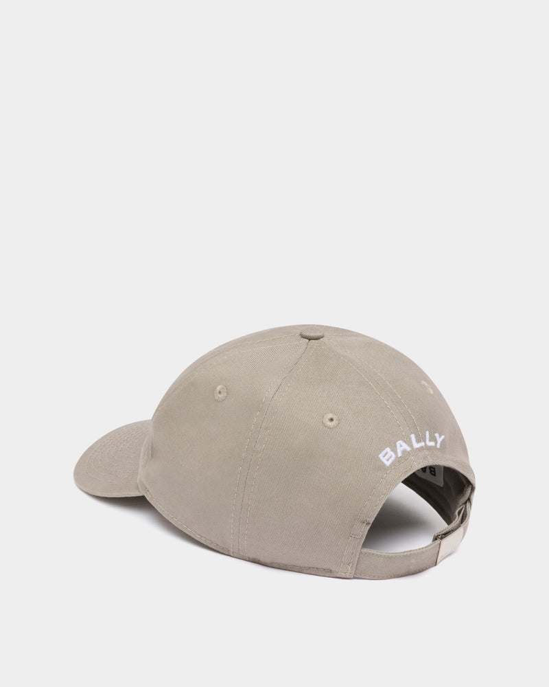 Baseball Hat in Grey Melange Cotton With the Bally Crest