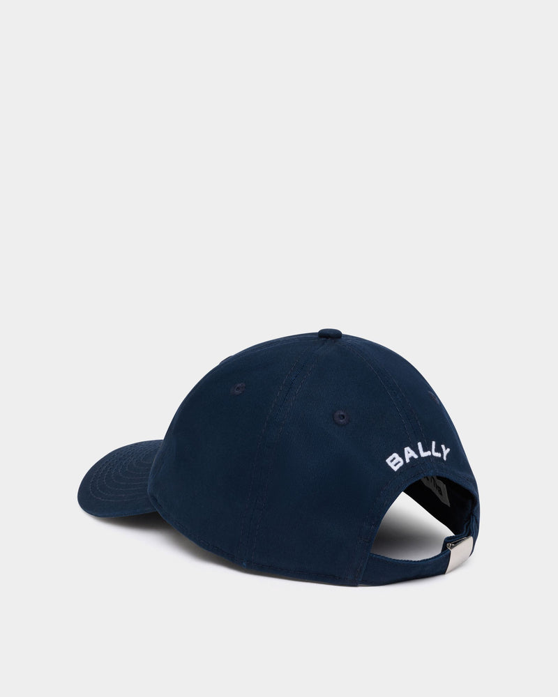 Baseball Hat in Navy Blue Cotton With a Solid Bally Crest