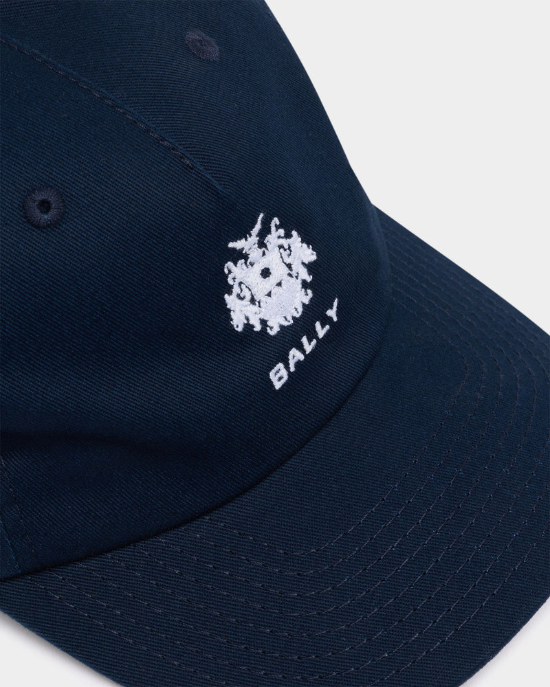 Baseball Hat in Navy Blue Cotton With a Solid Bally Crest