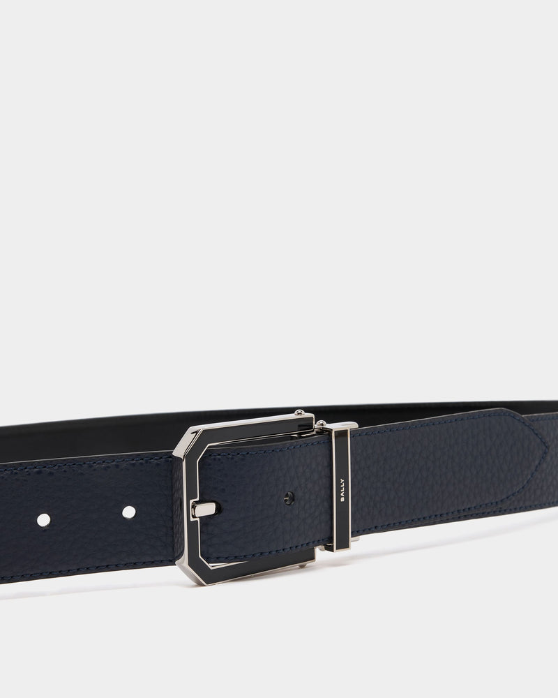 Beryl 35 mm Adjustable And Reversible Belt in Navy Blue And Black Leather