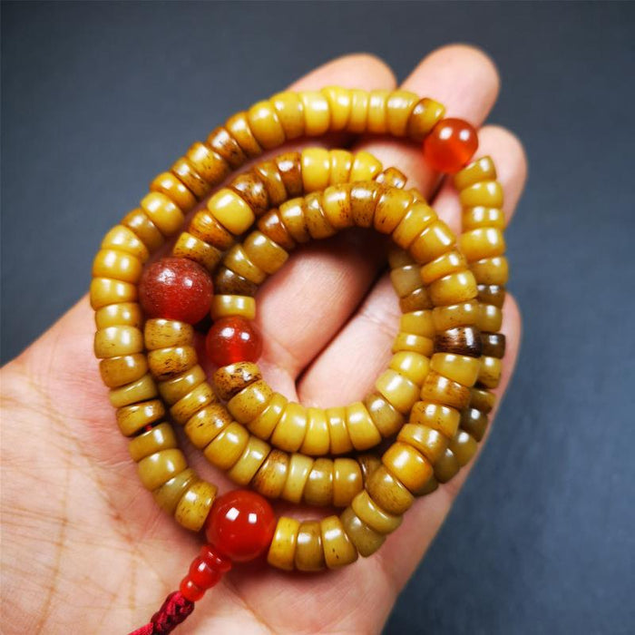 Bevel Cut Yak Bone Mala 0.32" - Tibetan Buddhist mala beads, view 4