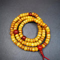 Bevel cut Yak Bone Mala 0.35" - Tibetan Buddhist mala beads, front view