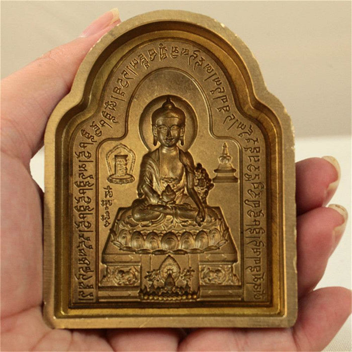 Bhaisajyaguru Medicine Buddha Tsa Tsa Mold - Tibetan tsa tsa mold, detailed view