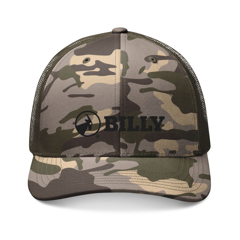 BILLY Camouflage Trucker Hat (Black Horizontal Logo - Embroidery)