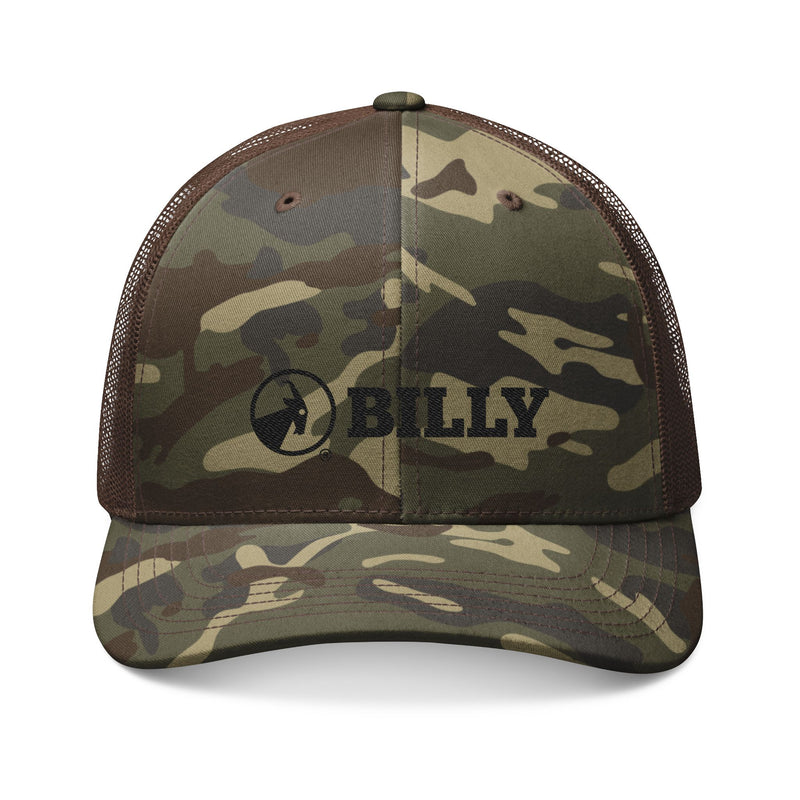 BILLY Camouflage Trucker Hat (Black Horizontal Logo - Embroidery)