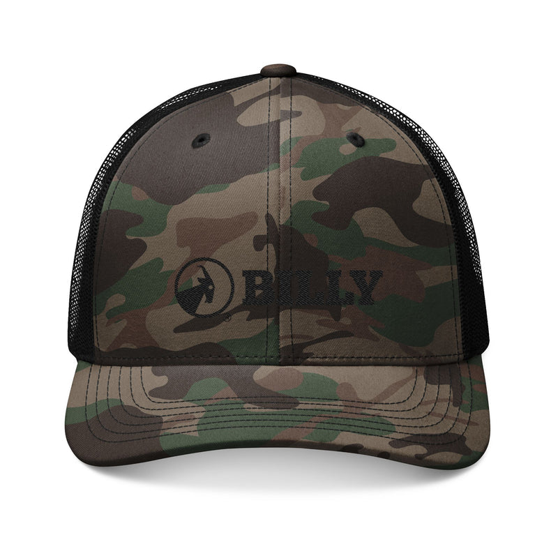 BILLY Camouflage Trucker Hat (Black Horizontal Logo - Embroidery)