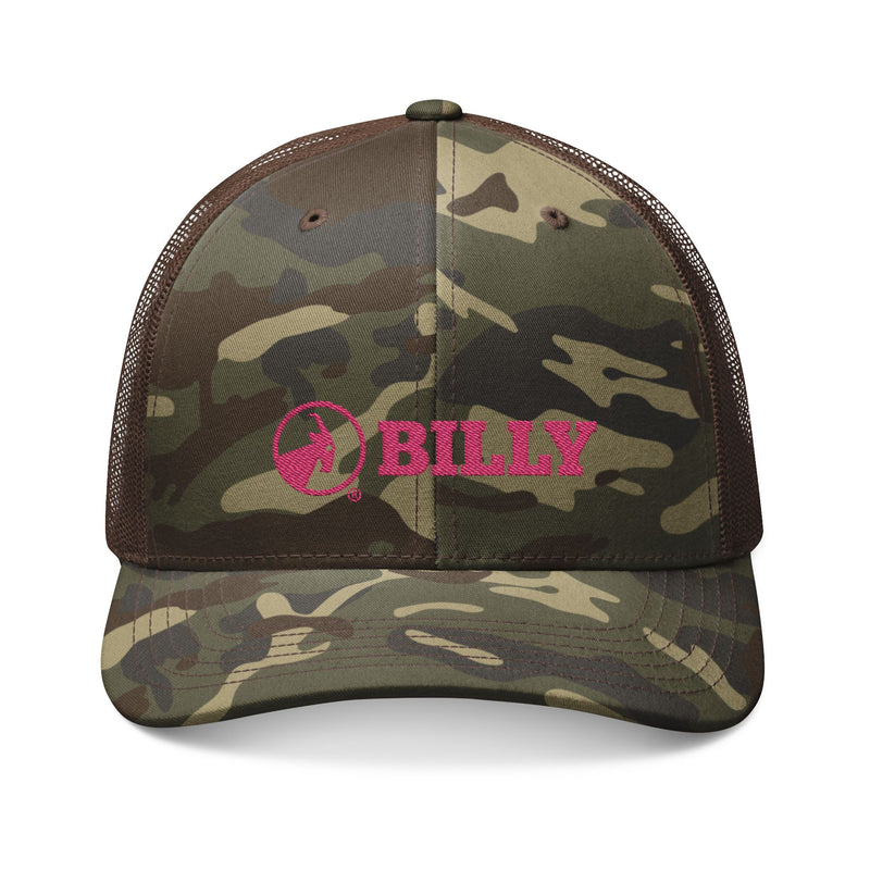 BILLY Camouflage Trucker Hat (Pink Horizontal Logo - Embroidery)